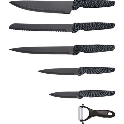 Michelino Messerset 6-teilig Edelstahl Klingen Küchenmesser Kochmesser Schäler Messer Carbon
