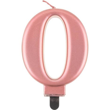 Vela número 0, oro rosa metalizado, 8 cm (1/3)