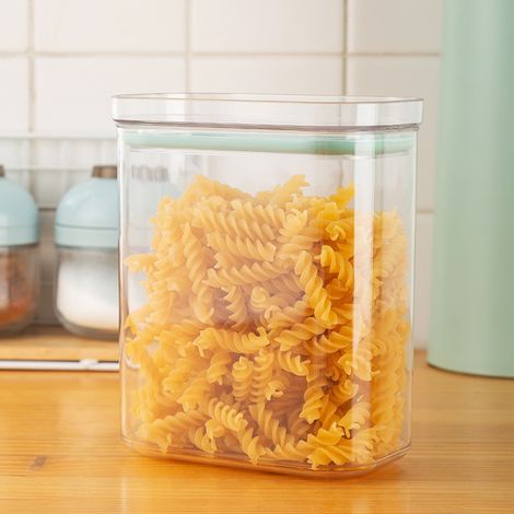 Boîte de rangement carrée en plastique alimentaire, sceau hermétique pour grains, café et aliments secs, boîte de conservation étanche avec couvercle, lot de 2, taille moyenne (1/5)