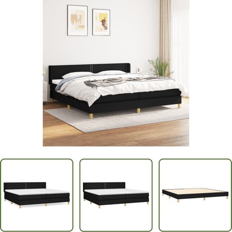 Matratze - Boxspringbett mit Matratze Schwarz 200x200 cm Stoff (1/5)