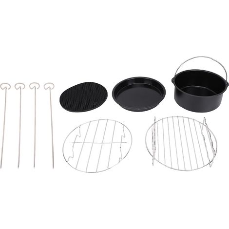 Set accessoires friteuse inox 304 moule gâteau – Plaque pizza broche gril avec tapis silicone pour friteuses 8 pouces, cuisine (1/5)