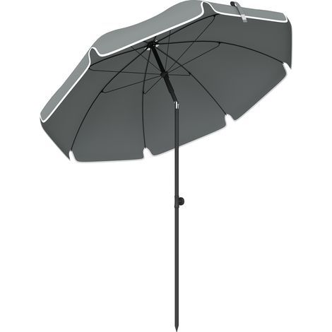 Parasol de plage 1, m, parasol de jardin inclinaison avec ancrage au sable, hauteur réglable, sac de transport, gris foncé (1/5)