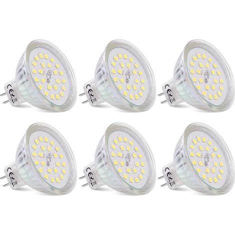 Ampoule LED GU5.3 MR16 12 V, 3,8 W (équivalent halogène 40 W), spot LED GU5.3 blanc froid 6000 K, non dimmable, 430 lumens, lot de 6
