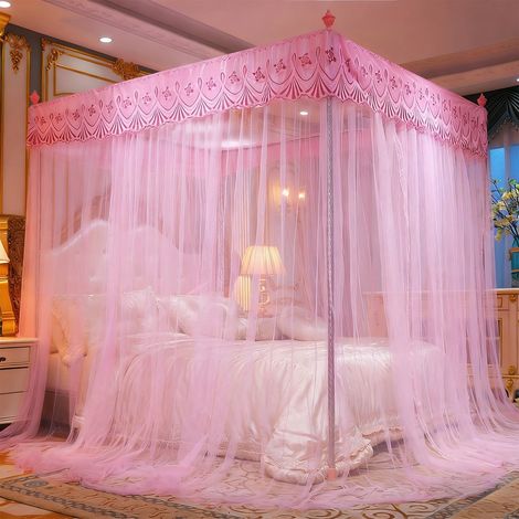 Moustiquaire Pour Lit - 120 x 200 x 200 cm - Style Princess Avec Volants Et Dentelle - En Polyester - Pour Décoration De Chambre À Coucher - 1 Pièce (1/5)
