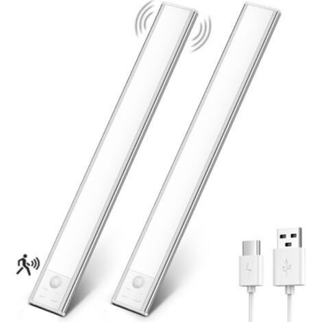 Lampada LED wireless ricaricabile per armadio – 31 cm, sensore di movimento, luminosità regolabile, 2 pezzi, luce bianca (6000 K)