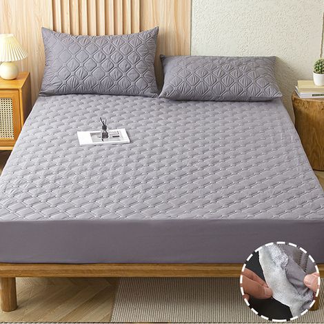 Drap-housse matelassé imperméable pour bébés, jeunes enfants et personnes âgées  résistant aux couches, aux acariens et à la poussière  gris premium  135 x 190 cm + 45 cm (1/5)