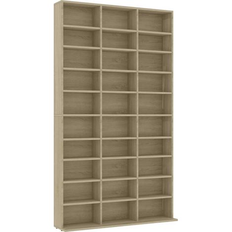 Étagère de Rangement pour CD/DVD, Armoire à CD Montage facile, Chêne sonoma 102x16x177,5 cm Bois d'ingénierie OIB2264E