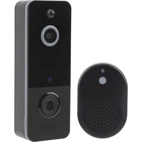 Sonnette Vidéo Sans Fil Caméra Intelligente Audio Bidirectionnel HD 1080P Nuit Infrarouge 2.4 GHz Noir (1/4)
