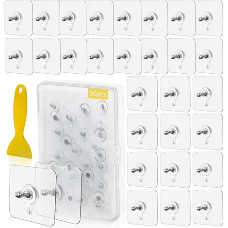 30 Pièces Vis Adhésives Transparentes, Sans Perçage (Transparent) (1/5)