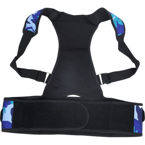 Ceinture lombaire ajustable correcteur de posture unisex - Support dorsal camouflage bleu XXL (1/5)
