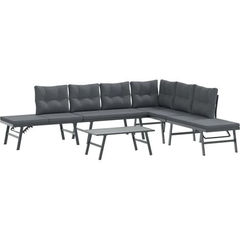 Maison Exclusive - 5-tlg. Garten-Sitzgruppe mit Kissen Schwarz St