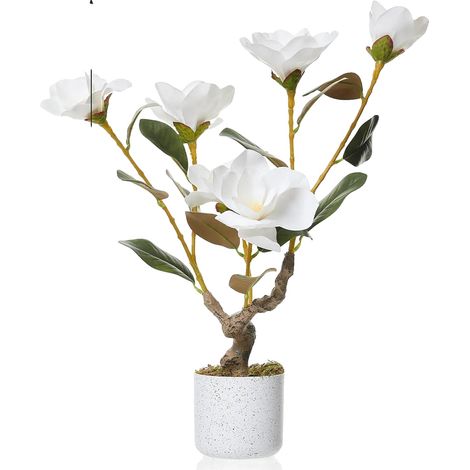 Árbol de magnolia artificial, flores realistas, diseño de bajo mantenimiento, blanco, 180 cm (1/2)