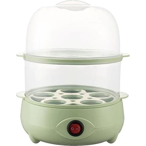 Cuociuova a vapore - Preparazione della colazione - Capacità a 3 strati - Dimensioni compatte - Verde (1/5)