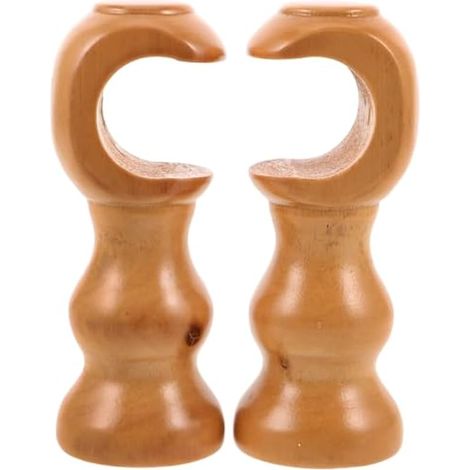 Lot de 2 supports de tringle à rideaux en bois massif robustes avec design romain classique pour décoration de fenêtre de chambre à coucher et salon (1/5)