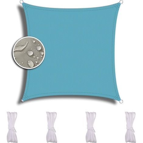 Voile d'ombrage carré Balcon, 2.5X2.5m, pour Jardin Terrasse Camping, Polyester PES Hydrophobe Une Protection des Rayons UV, Voile D'Ombrage Coloree -lac Bleu (1/5)