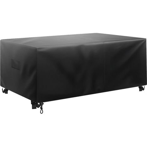 Housse de Protection pour Table et Chaises de Jardin, 420D Imperméable, Rectangulaire, avec Aérations, 188x120x71 cm, Noir (1/5)