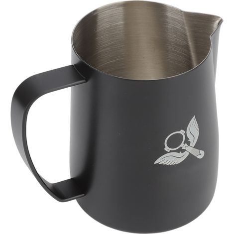 Pichet à lait anti-débordement en acier inoxydable 304 avec poignée, 600 ml, noir, idéal pour la préparation du café. (1/5)