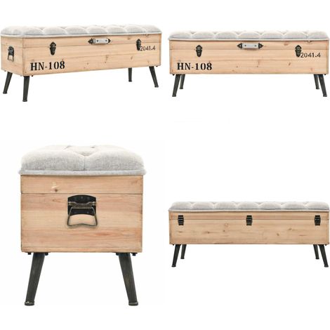 Banc de rangement 110 cm Bois de sapin massif - Banc De Rangement - Banc Coffre - Meuble De Rangement - Mobilier Vintage - Banc Rembourré - Home & Living (1/5)