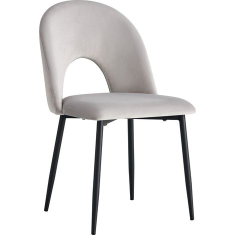 Lot de 4 chaises TEDDY métal noir velours - Gris (1/5)