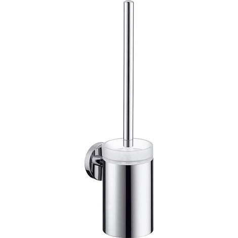 Logis brosse WC avec support en verre, chromé (1/3)