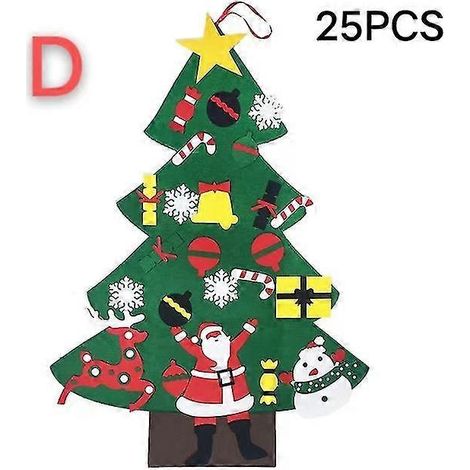 Sapin de Noël en feutrine pour enfants, bricolage, Père Noël, cadeau, décoration de Noël 2024, sapin de Noël, bonne année 2023, style sapin de Noël D (1/5)
