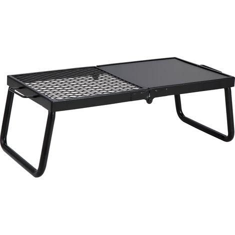 Barbecue de camp pliable Mophorn, grille en maille d'acier robuste de 57 cm, barbecue de camping portable sur foyer, grille de cuisson pour feu de camp avec pieds et sac de transport