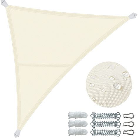 Voile d'ombrage triangle imperméable 3x3x3m Tissu polyester 160g/m² Protection UV 95% Kit de montage inclus Sac de rangement