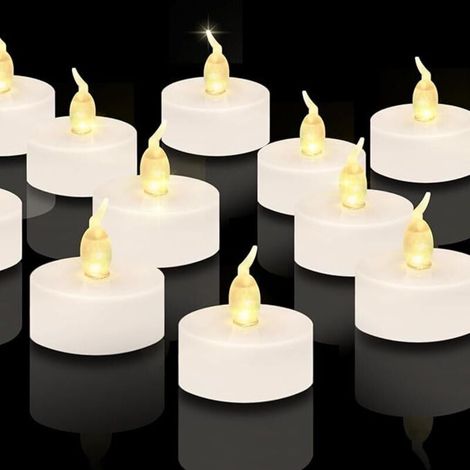 24 bougies chauffe-plat,bougies LED sans flamme à piles,bougies chauffe-plat lumineuses et scintillantes,piles extra longues d'une durée de plus de 200 heures pour Noël,les mariages,les fêtes [Classe (1/4)