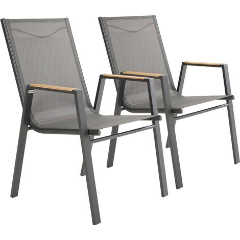 Lot de 2 chaises de jardin en aluminium et textilène (1/5)