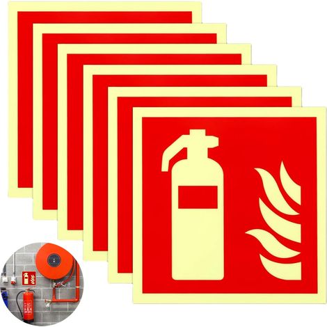 Extincteur Autocollants,6 Pièces Extra Longue Luminescence Autocollant Marque Sécurité Incendie de L'Omi Résistant Aux Rayures et Intempéries,une Utilisation Intérieure Extérieure (1/5)