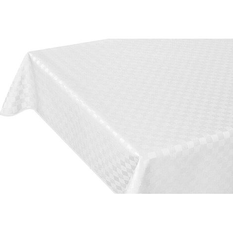 Tovaglia Cucina Antimacchia Bordata Cotone Resinato Morbido Quadretti Bianco - 140x140 cm