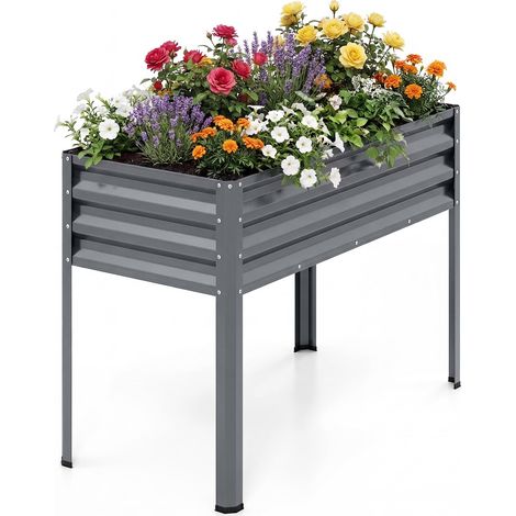 COSTWAY Letto Fioriera Aiuola Rialzata Giardino Balcone Esterno Interno Metallo Rettangolare Verticale Fori Drenaggio Rampicanti Pianti Fiori Verdure Orto Erb (1/5)
