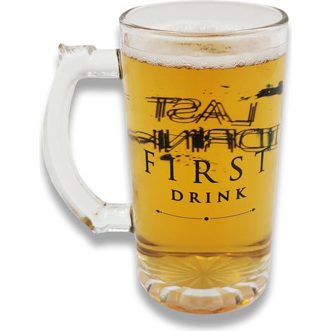 Verre à bière amusant avec inscription - Verre à bière "First Drink - Last Drink" (1/5)