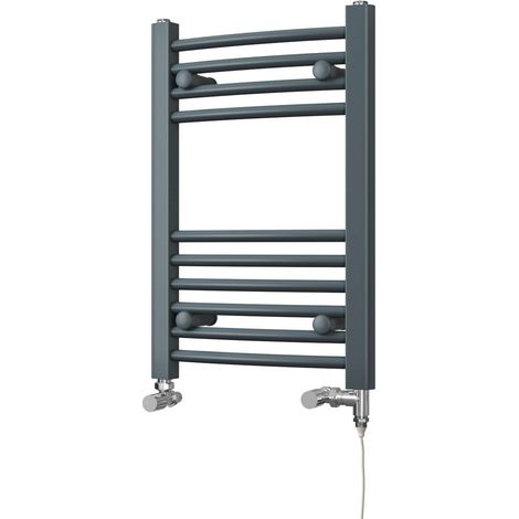 Zennor - Anthracite Dual Fuel Towel Rail H600mm x W400mm Standard - Curved (1/3)