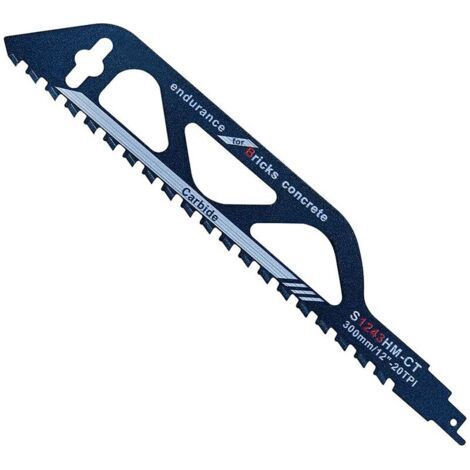 Lame de scie sabre 305 mm – Carbure de tungstène pour métal, bois, pierre – Coupe rapide et précise pour béton cellulaire et brique - S1243HM