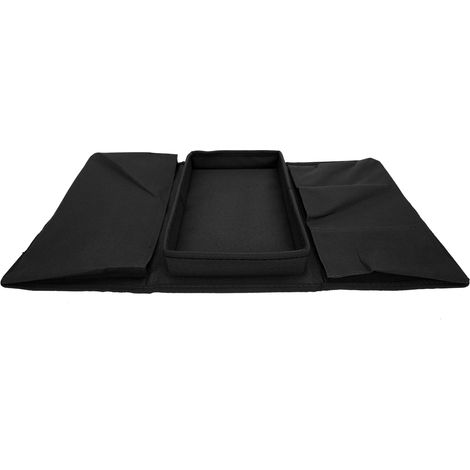 Pochette de rangement pour télécommande avec 4 compartiments et porte-gobelet pour canapé, noir (1/5)