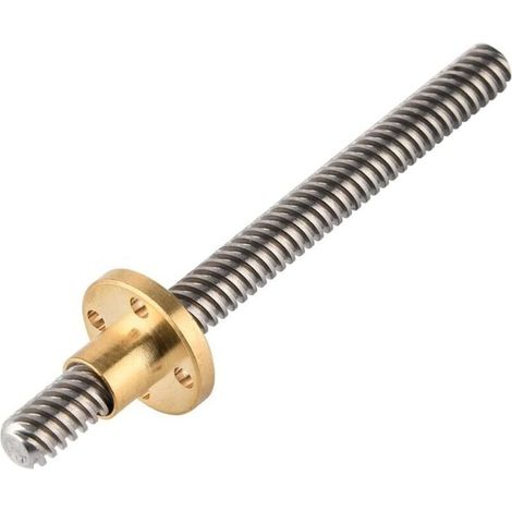Accessoires Imprimante 3D, T8 Broche Filetée Trapézoïdale Vis de Plomb + Ecrou T8, Pas 2mm, Fil de Vis 8mm, Acier Inoxydable, pour Moteur Pas à Pas(100mm) (1/4)