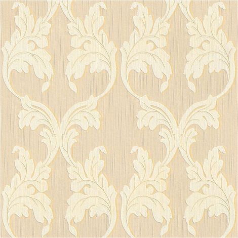 Fabric look wallpaper wall Profhome 956282 textile wallpaper textured with a fabric look matt beige yellow 5.33 m2 (57 ft2) (1/5)