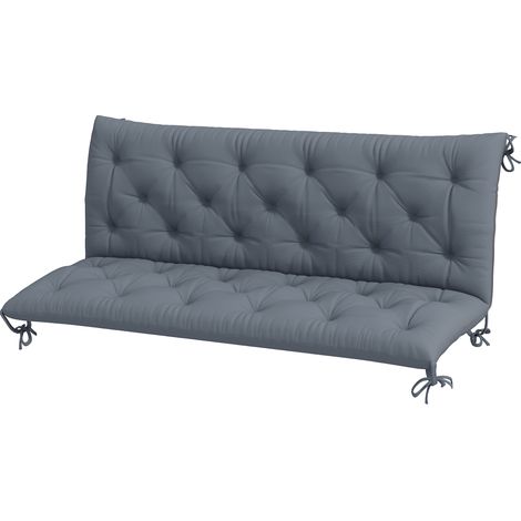 Coussin de banc matelas assise dossier pour banc de jardin coussin balancelle canapé 3 places grand confort 150 x 98 x 8 cm gris
