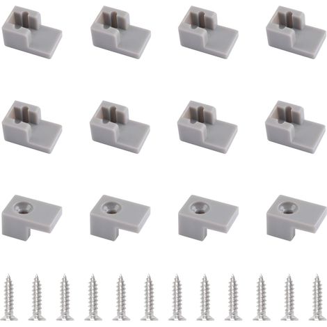 Lot de 12 pinces à verre en forme de L gris pour cloisonner les portes de salle de bain, accessoires en plastique adaptés aux portes coulissantes de douche transparentes (1/5)
