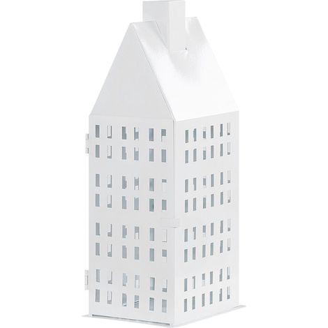 Lanterna classica a forma di casa portacandela decorativa in ferro bianco 40 cm Dolok
