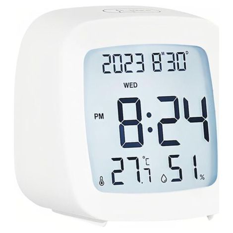 Réveil numérique avec température et humidité, enregistrement max/mixage 12/24 heures, calendrier hebdomadaire, bouton tactile, pour la maison, le bureau, les étudiants (1/5)