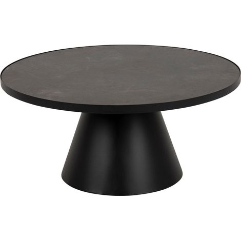 Table basse ronde en céramique et métal noir D85 - GIROLLE (1/5)