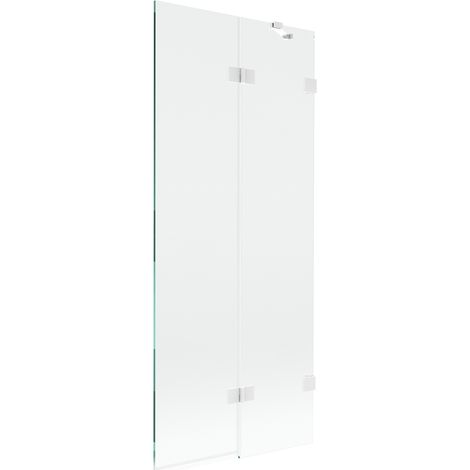 Mexen Lunar paroi de baignoire 2 volets à droite 80 x 150 cm, transparent, blanc - 897-080-100-20-00-P (1/5)