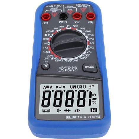 Multimètre Numérique Multimètre LCD Rétroéclairé Détection NCV Support Arrière Robuste Mesure Précise AC/DC (1/4)