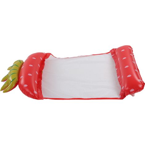 Hamac gonflable aquatique, matelas flottant multifonctionnel, accessoire de piscine, motif fraise (1/5)