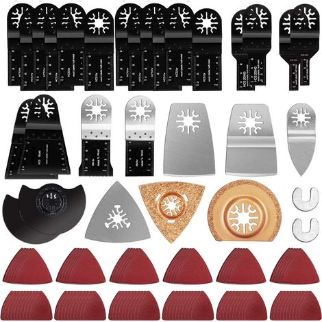 120 Pièce Lames de Scie, Accessoires d'Outil Multifonction Oscillant pour Bois, Plastique et Métal avec Triangles de Ponçage pour Skil Ridgid Craftsman Tacklife Ferm Wen Hi-Spec (1/5)