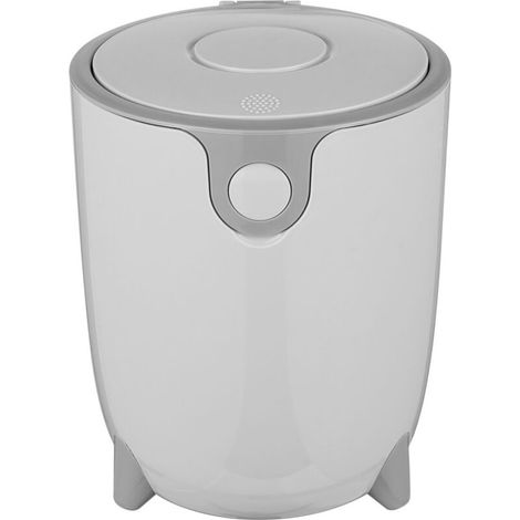 Poubelle de bureau compacte avec couvercle pour cuisine, salle de bain ou chambre - Corbeille design grise facile à nettoyer