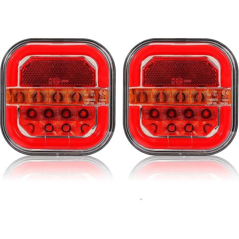2 x Feu arrière led remorque 5 Fonctions, clignotant dynamique, feu de position neon, éclaireur de plaque, feu stop, catadioptre. Éclairage Remorque LED 12V 24V, Homologation ECE EMC (1/5)