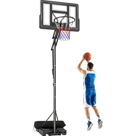 SPORTNOW canasta de baloncesto exterior, altura ajustable de 5 niveles, 235-305 cm, con ruedas, base rellenable y bolsa, para adultos adolescentes